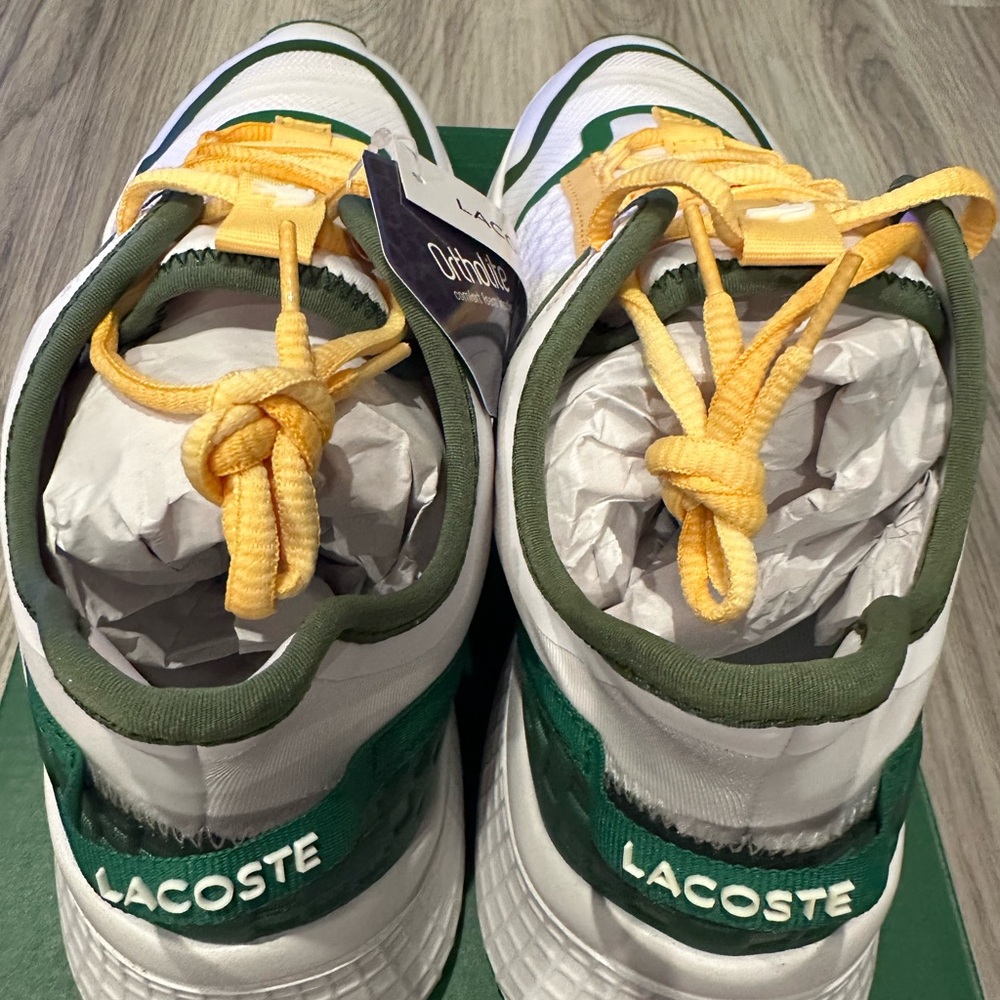 Lacoste Kids Sneakers - White, Green, and Yellow Accents